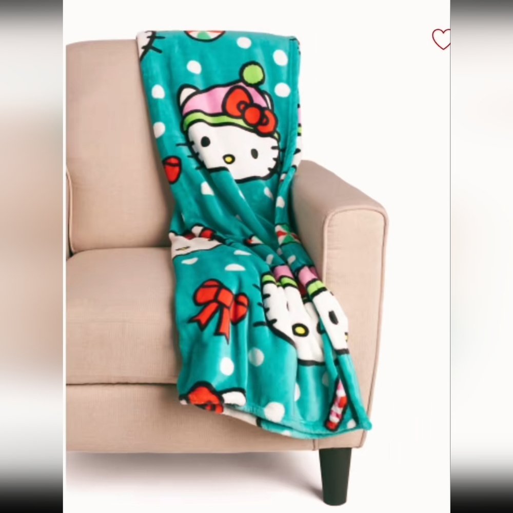 Christmas Hello Kitty snow kitty throw blanket 60x70 Blue New